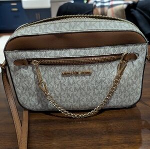 Michael Kors Tan and Cream Crossbody Bag